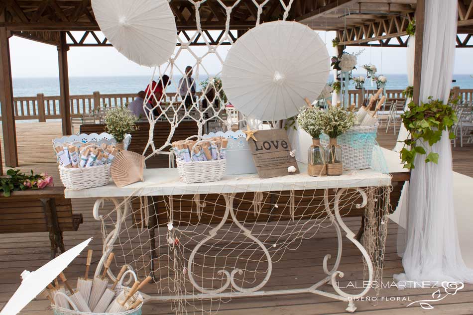 Decoración de boda en el Mirador de El Toyo